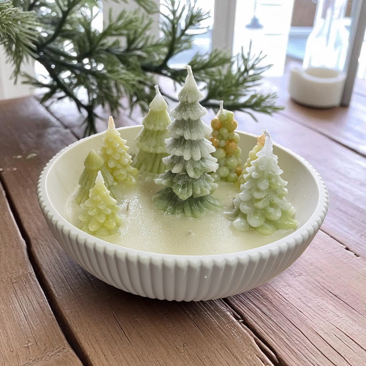 Christmas tree forest candle